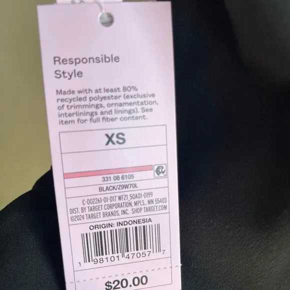 Wild Fable XS Cap Short Sleeve cross Women's Black Dress - Picture 4 of 5